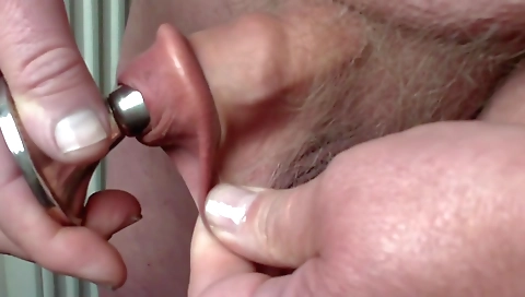 Sexy brunette fucks her tight pussy