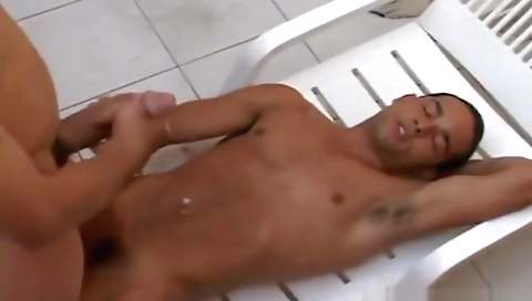 Big booty black babe and cum on her ass