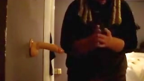 Blonde with huge tits gets off and dildo